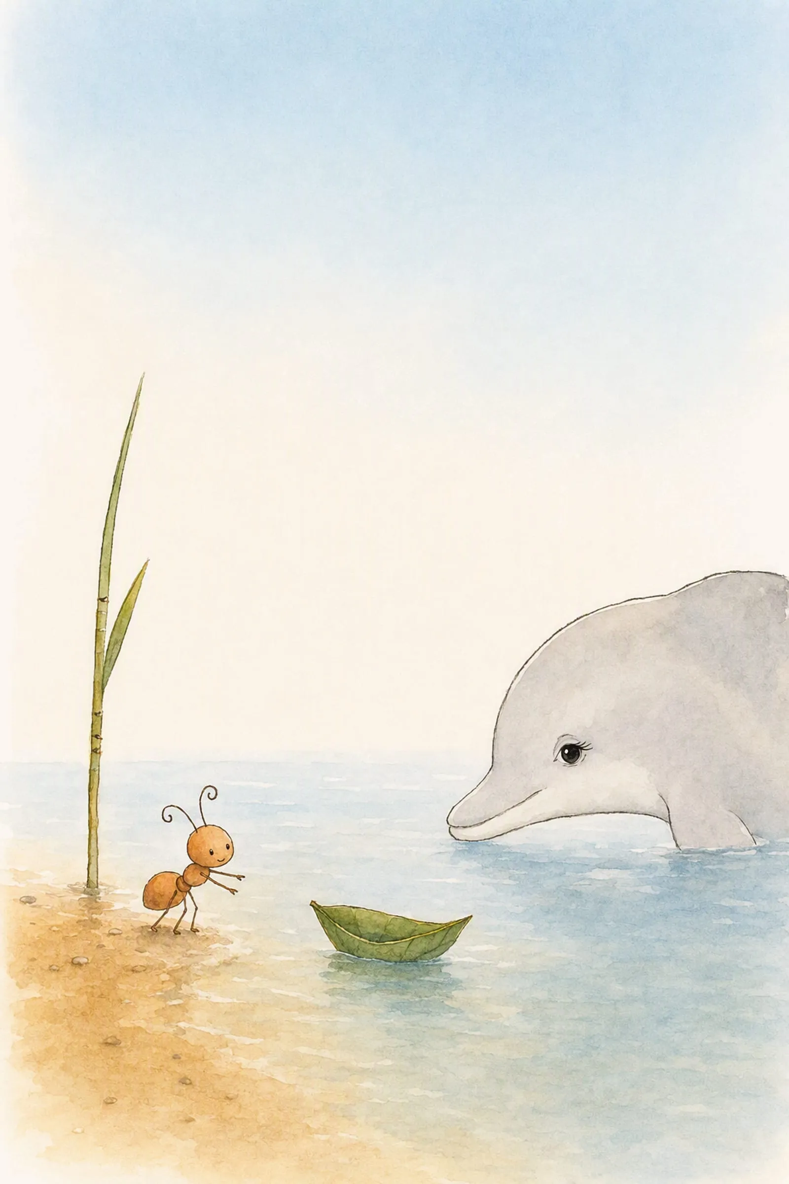 Pip crouches at the water’s edge having launched a little leaf boat, and Dawn watches it sail towards her across the summer water.