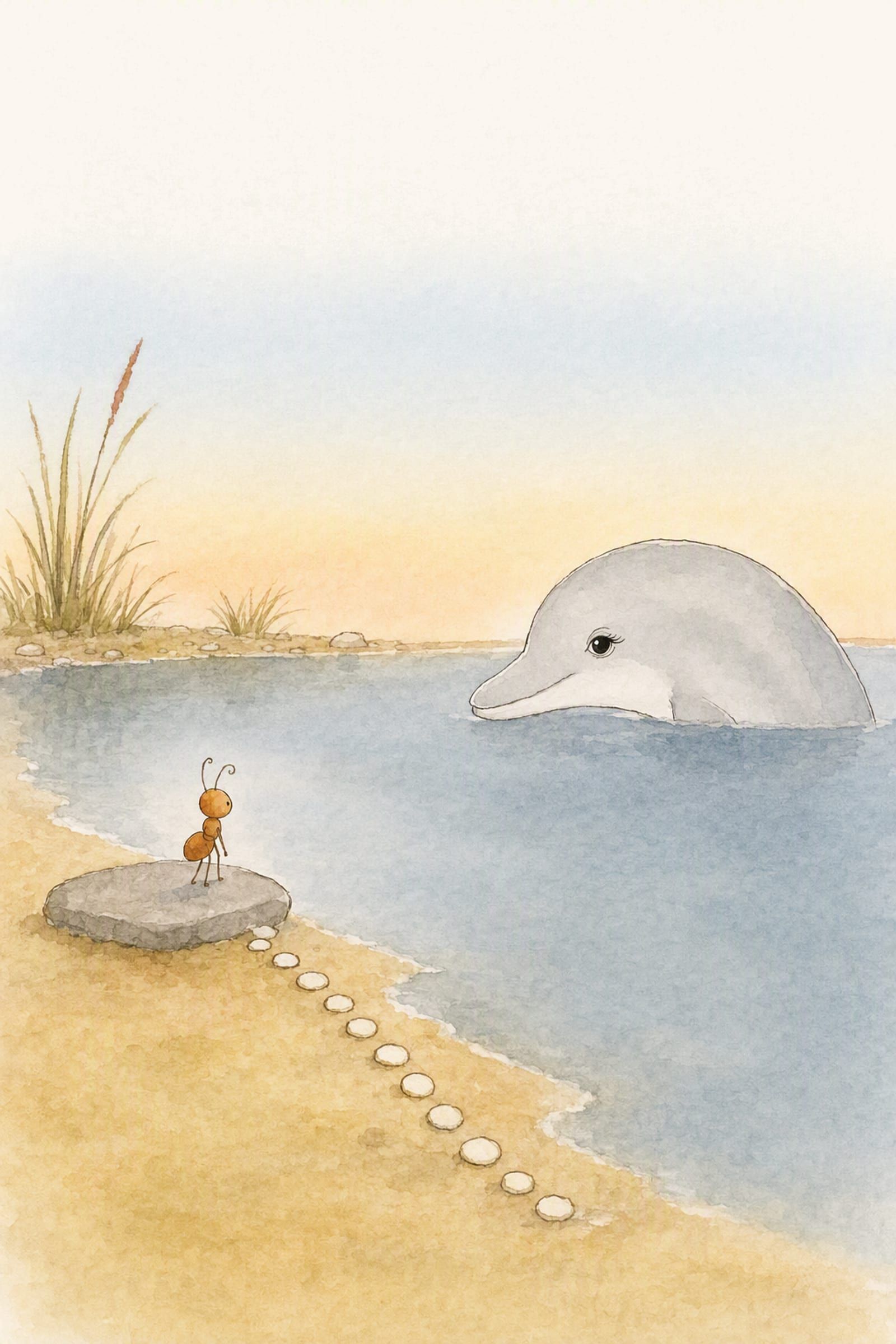 Dawn rises on the far side of the pool at first light and Pip stands on his stone facing her, both of them entirely at ease.