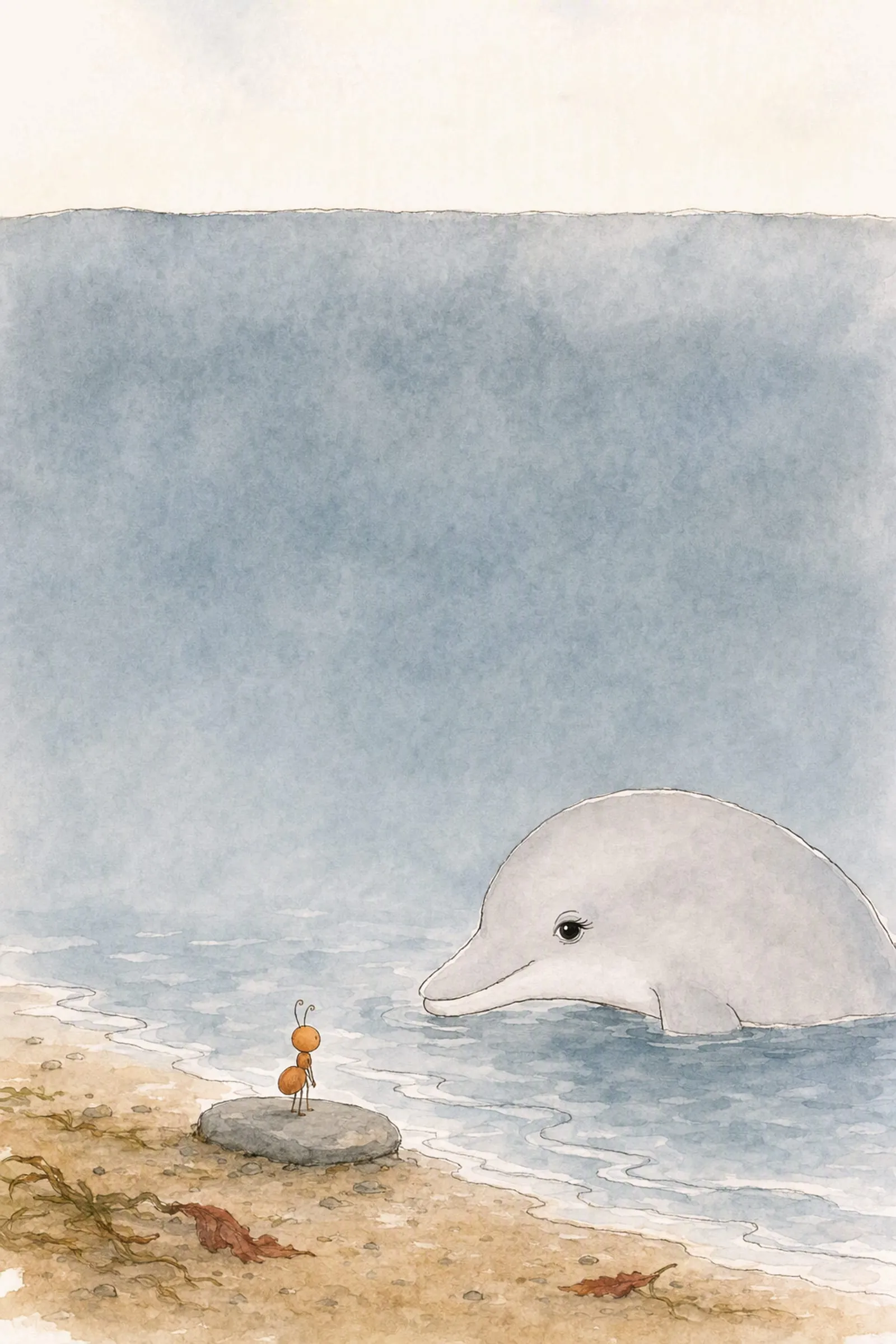 Dawn comes in ahead of the tide at first light with the sea standing tall and quiet behind her, and Pip watches from his stone, unafraid.
